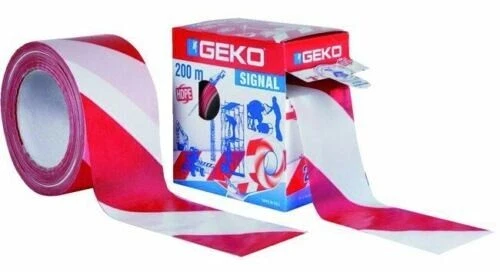 Nastro segnaletico bianco/rosso Geko da 200 mt ideale per lavori in corso