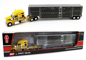 DCP 1:64 *YELLOW & GRAY* Kenworth W990 High Roof & WILSON LIVESTOCK TRAILER NIB - Picture 1 of 8
