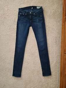 Rag & Bone Skinny Woodford Denim Dark Blue Jeans W1502K520 Cotton Blend Size 25 - Picture 1 of 4