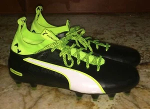 PUMA evoTOUCH 1 Firm Ground Black Yellow White Soccer Cleats NEW Mens Sz 7 - Picture 1 of 6