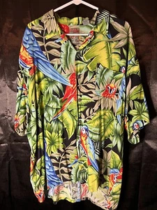 Pineapple Connection Button Up Shirt Jungle/Plants/Parrott - Picture 1 of 7
