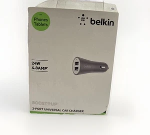 Open Box Belkin boost up, 2 port universal car charger- gray - Picture 1 of 6