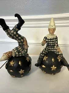 Sterling Industries Pair Of Jester Figurines On Ball Rare - Picture 1 of 19