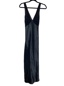 Abito Dentelle raso midi slip piccolo nero trasparente ricamato perline stravagante - Foto 1 di 9