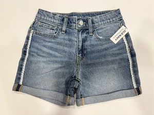 Old Navy Girl's High Rise Midi Denim Shorts w/ Rolled Hem & Lace *NWT SIZE 12* - Picture 1 of 9