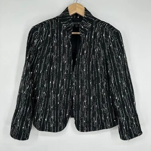 Blazer LAFAYETTE 148 Chaqueta Tweed Texturizado Negro Blanco Mezcla Lana, Talla 12 - Imagen 1 de 12