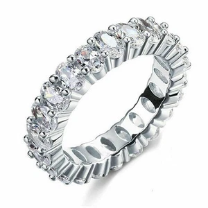 Anillo de eternidad 4,50 quilates diamante 14 k oro blanco banda de... - Imagen 1 de 7