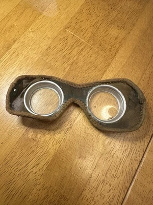 老式古董圆形玻璃护目镜织物/网状飞行员摩托车驾驶 — 第 1/4 张图片