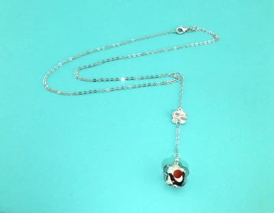 "Collar de cadena Lariat italiano de oro blanco macizo de 14 quilates de 4,2 gramos 16"" no es chatarra" Foto 1 de 4