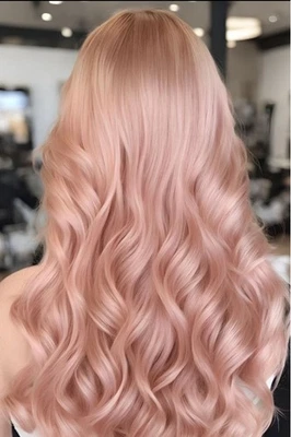 Peluca larga rosa claro onda 100 % cabello humano 13x4 peluca frontal de encaje Foto 1 de 3