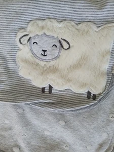 Mothercare Decke Lamm grau Streifen Jersey Baumwolle Reverse Schaf Print gebraucht - Bild 1 von 8