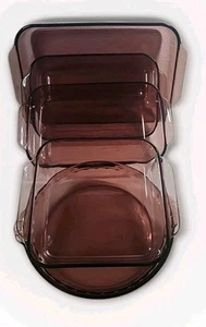 5 Stück Vintage Pyrex 233 R Back-/Auflaufformen Cranberry Violett Tortenplatte - Bild 1 von 11