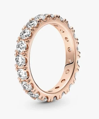 PANDORA Sparkling Row Eternity Ring Rose Gold ALE MET CZ Size 8.5 #180050C01-58 - Image 1 of 4