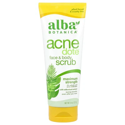 Exfoliante corporal facial Alba Botanica Acne Dote sin aceite 8 oz 227 g sin artificial Foto 1 de 2