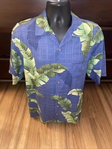 Tommy Bahama Button Up Men's Size Medium Blue Floral Hawaiian 100% Silk - Picture 1 of 8