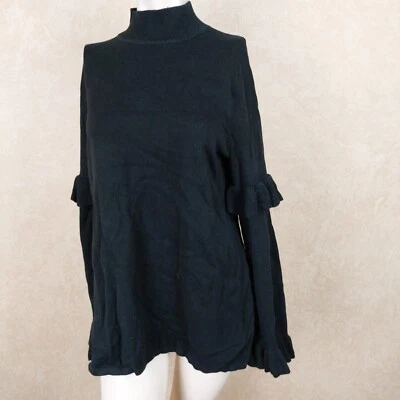 Heather B New Womens Black Sweater LS MARLED RUFFLE Sweater Size M  _ NWT R9A2 - Image 1 of 4