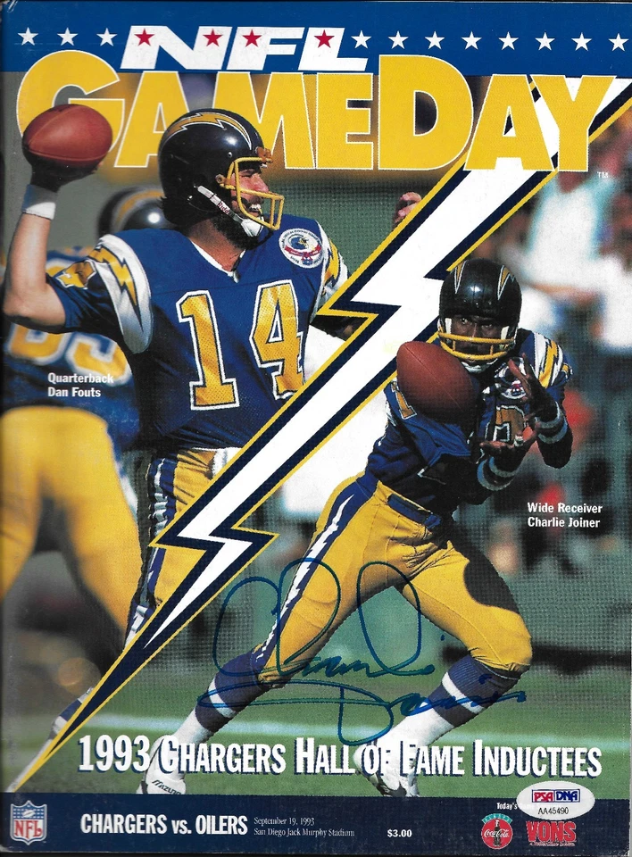 Charlie Joiner Signed 1993 Chargers Hall of Fame Football Game Program PSA/DNA - Image 1 of 4