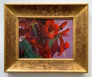 Van Waldron - California Impressionist - Red Amaryllis -Rich Colors -Original - Picture 1 of 4