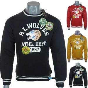 Authentic Men's Ralph Lauren Wolves Sweatshirt Jumper Embroidered Fleece Lined - Picture 1 of 13