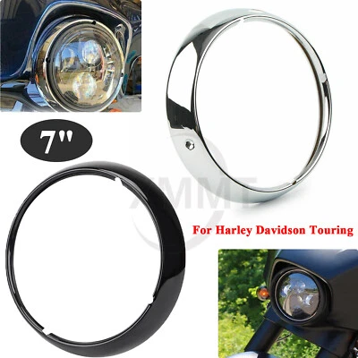 7" Headlight Headlamp Trim Ring for Harley Touring Electra Road Street Tri Glide - Image 1 of 4