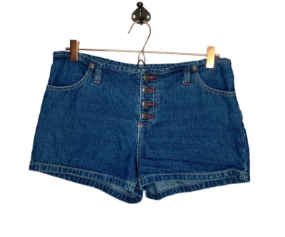 Pantalones Cortos Jean Vintage 00s Y2K Xhilaration 9 Algodón Denim Botón Delantero Tiro Bajo Foto 1 de 3