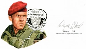 Wayne Fisk handsignierte geschnittene Signatur GOE Lithographie USAF Pararescue HH-53 - Bild 1 von 1