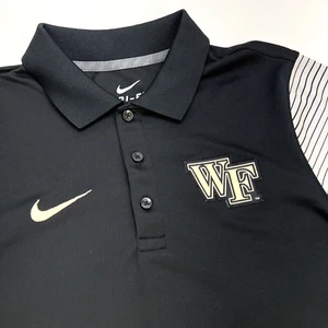 Wake Forest Nike Dri-Fit Short Sleeve Polo Shirt Men’s S Black w/Stripe Sleeves - Picture 1 of 11
