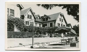 Vintage Postcard HOTEL DEL MAR Del Mar CA RPPC 1950 view from lawn - Picture 1 of 2