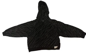 Zara Girls Black Gray Zebra Print Hoodie Pullover Size 6 Girls Cotton EUC Hip - Picture 1 of 12