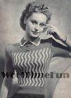 Knitting Pattern Lady's Vintage 1940s Zig Zag Design Jumper Long & Short Sleeves