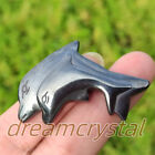 1Pc Natural Iron Ore Dolphin Skull Carved Quartz Crystal Pendant Healing Gift