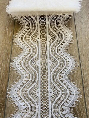 Borde de encaje francés de pestañas blancas brillantes de 3 yardas para costura/novia/artesanía/8" de ancho Foto 1 de 4