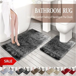 Luxury 2Piece Bath Mat Ultra Soft Bathroom Rug Anti Slip Toilet Rug Pedestal Set - Picture 1 of 50