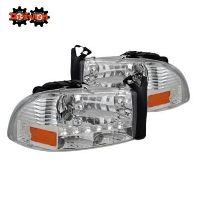 97-04 Dakota 98-03 Durango 1 pieza faros con LED DRL cristal cromo carcasa deportiva Foto 1 de 4