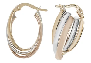 Oro de Aro Criollo Pendientes Contraste Rosa Amarillo & Blanco 21mm - Imagen 1 de 1