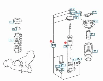 MERCEDES W124 E500/400/420 C124 CE 300 AMMORTIZZATORE ANTERIORE OEM A1243207130 - Immagine 1 di 4