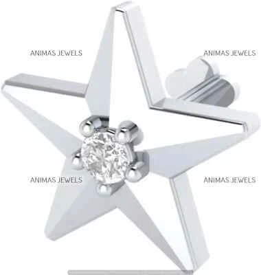 Prendedor de nariz estrella G-H/S-I diamante natural 0,03 quilates para mujer oro blanco de 14 quilates Foto 1 de 4