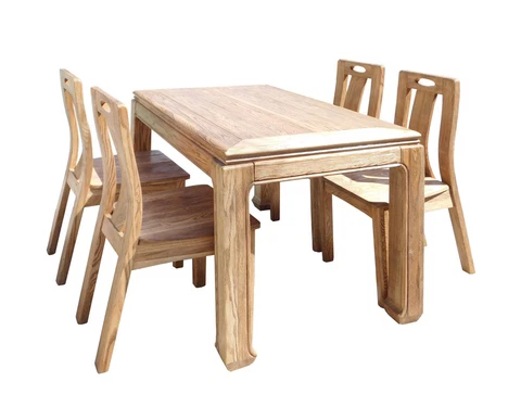Oriental Light Wood Dining Table 4 Chairs Set cs1555 Cover