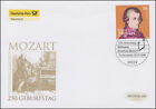 2512 Wolfgang Amadeus Mozart, Schmuck-FDC Deutschland exklusiv