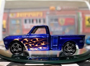 Loose - 2007 Hot Wheels Custom '69 Chevy Pickup #4/4 blau mit weißen Flammen - Bild 1 von 6