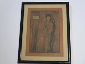 Antique Lithograph Art Deco Woman Flapper Hand Colored Wpa Era Regionalism Eller - Picture 1 of 8