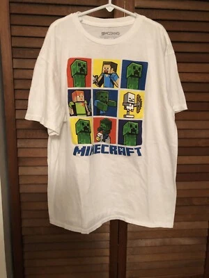 Minecraft T-Shirt Boys Size XXL 18 Many Boxes Short Sleeve White - Image 1 of 3