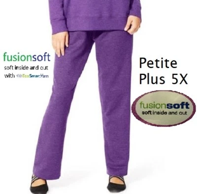 JMS NEW Violet Fusion Soft Brushed Fleece Sweatpants Petite Plus 5X 30W-32W QCO - Image 1 of 4