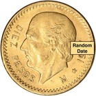 MEXICO GOLD 10 PESOS   XF/AU   RANDOM DATE   0.2411 OZ.