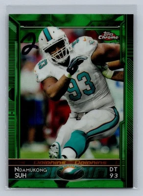 NDAMUKONG SUH 2015 TOPPS CHROME GREEN REFRACTOR #22 DOLPHINS - Image 1 of 2