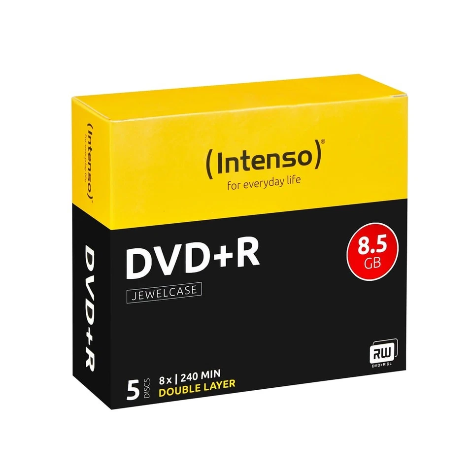 Intenso DVD+R 8.5GB, 8X, 5er Jewelcase Double Layer DVD-Rohlinge #12585539 - Bild 1 von 1