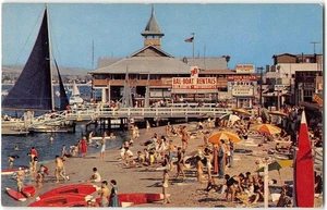 Fun Zone Beach BALBOA, CA Orange County Newport Harbor 1959 Vintage Postcard - Picture 1 of 2