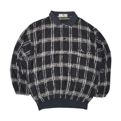 Polo Pierre Balmain de Colección Años 90 Manga Larga — Camisa Floral Jacquard a Cuadros Para Hombre  Foto 1 de 4