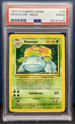 1999 POKEMON BASE SET UNLIMITED #15 VENUSAUR-HOLO RARE PSA 2 - Image 1 of 4