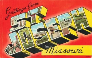 Postcard Large Letter Greetings from St. Joseph Missouri MO - Picture 1 of 2
